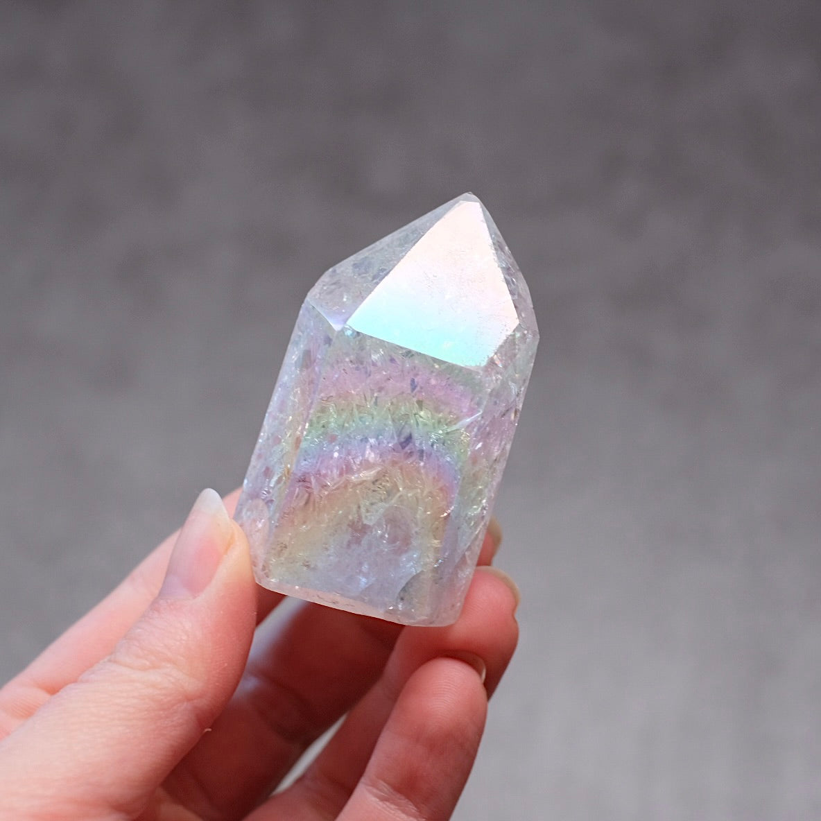 Aura Fire & Ice Quartz Point | Crackle Quartz Crystal Point