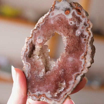 Raspberry Pink Amethyst Geode | Polished Pink Amethyst Crystal Specimen 11