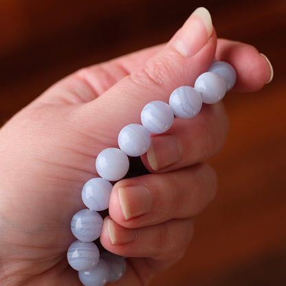 Blue Lace Agate Bracelet | Agate Crystal Stretch Bracelet