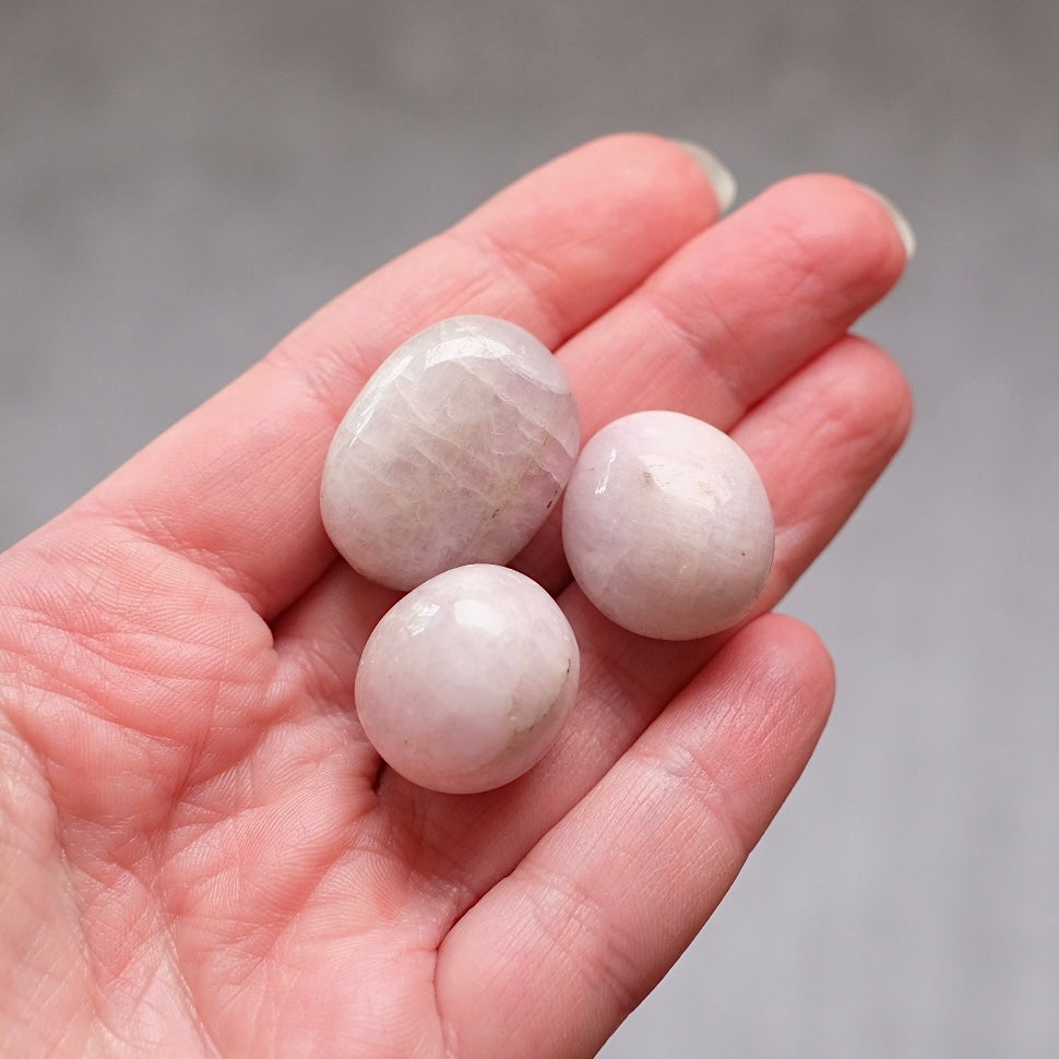 Set of 3 Kunzite Tumbles | Kunzite Tumbled Crystal