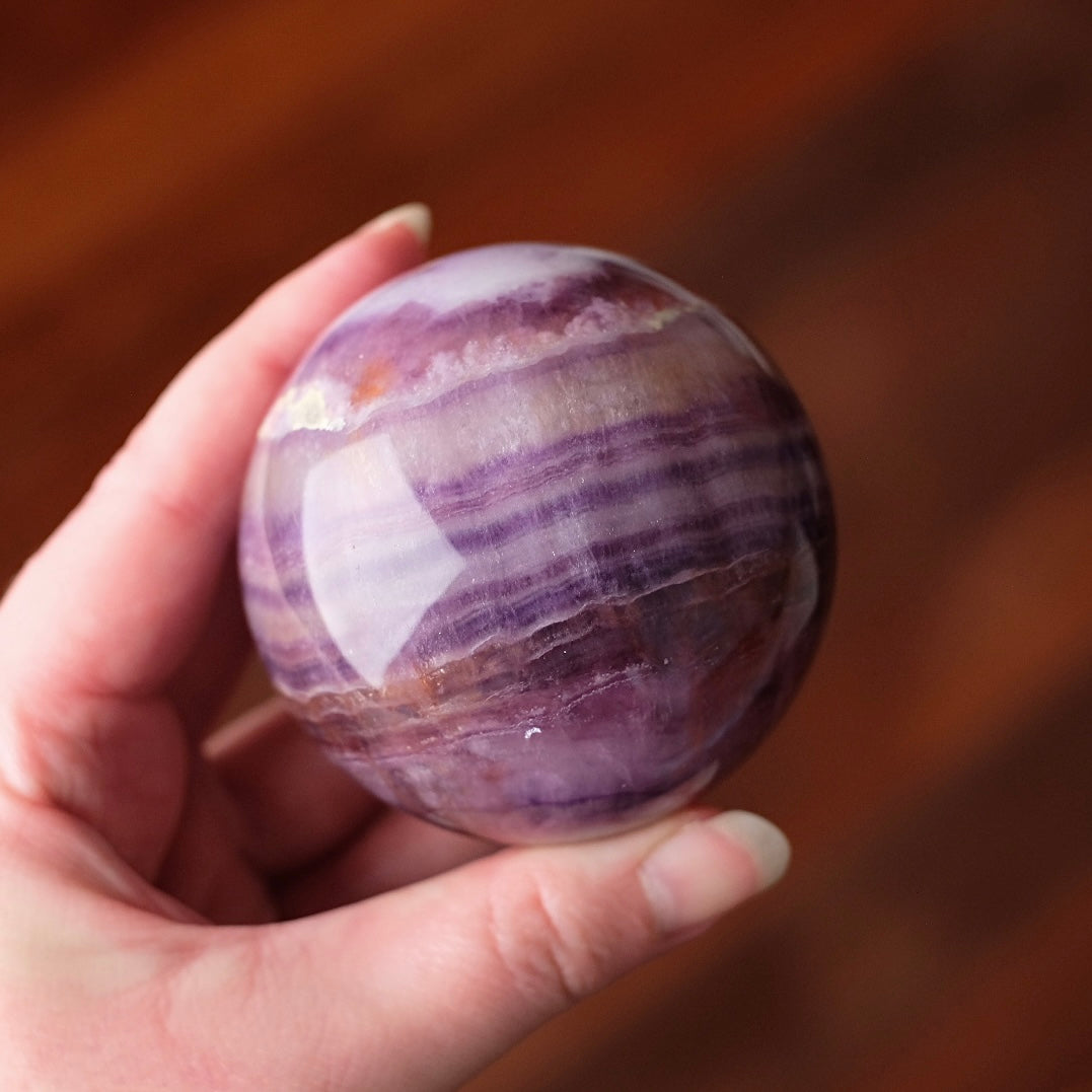 Silky Fluorite Sphere | Banded Fluorite Crystal Sphere