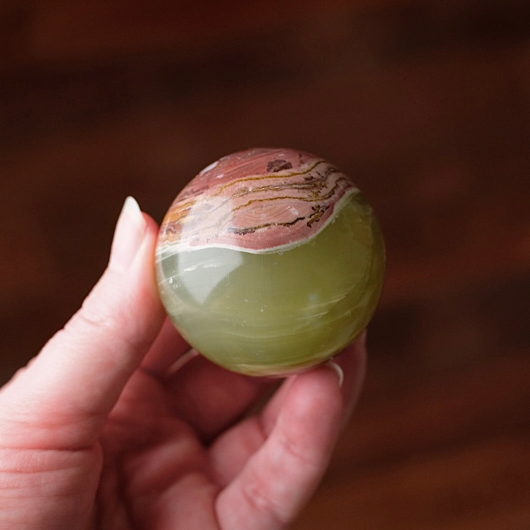 Green Calcite Sphere | Green Onyx Crystal Sphere