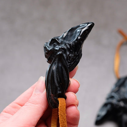 Black Obsidian Bat Crystal Carving | Halloween Crystal