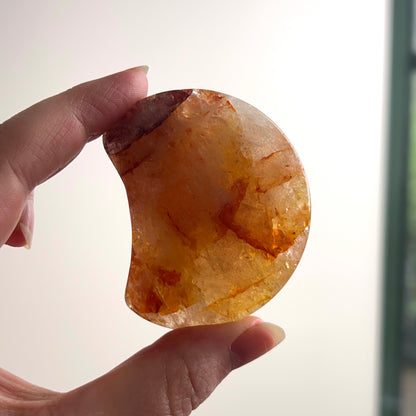 Golden Healer Quartz Moon | Hematoid Quartz Crystal Moon