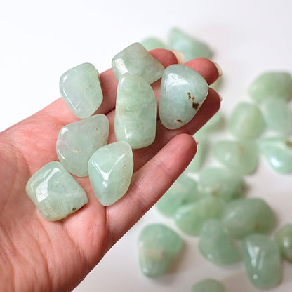 Mint Prehnite Tumbles | Green Blue Prehnite Tumbled Crystal