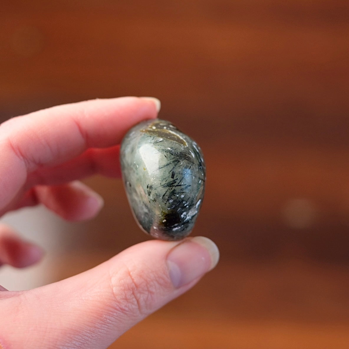 Prehnite Pocket Stone | Prehnite & Epidote Tumbled Crystal