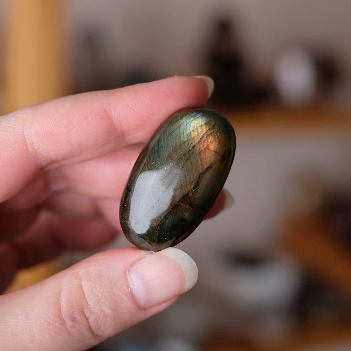 Flashy Labradorite Pocket Stone | Tumbled Crystal Palm