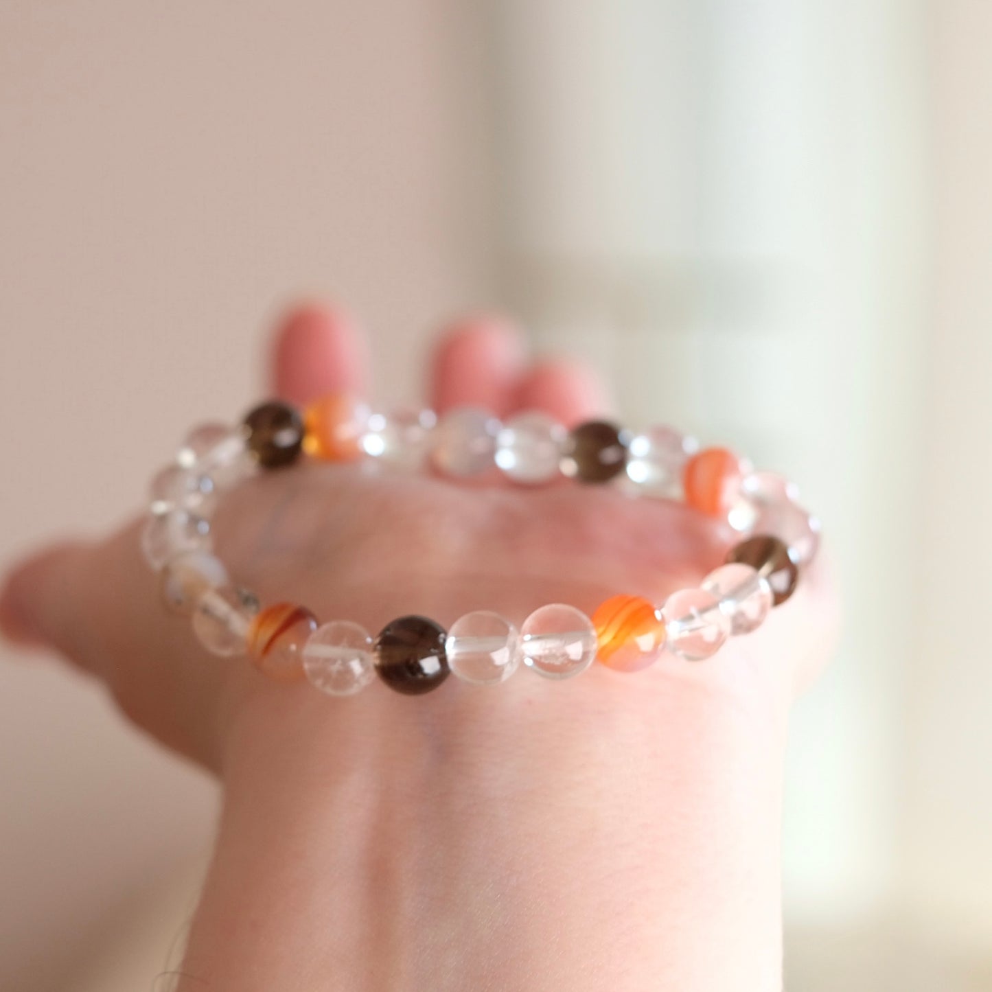 Carnelian, Quartz & Agate Crystal Bracelet | OOAK Crystal Bracelet