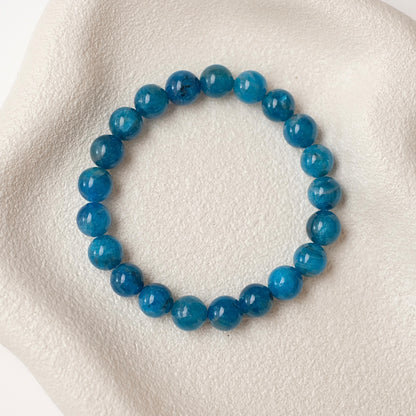 Blue Apatite Bracelet | Apatite Crystal Stretch Bracelet