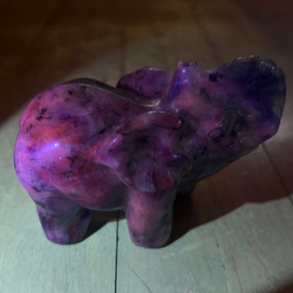 UV Reactive Sodalite Elephant Carving | Crystal Animal Carving