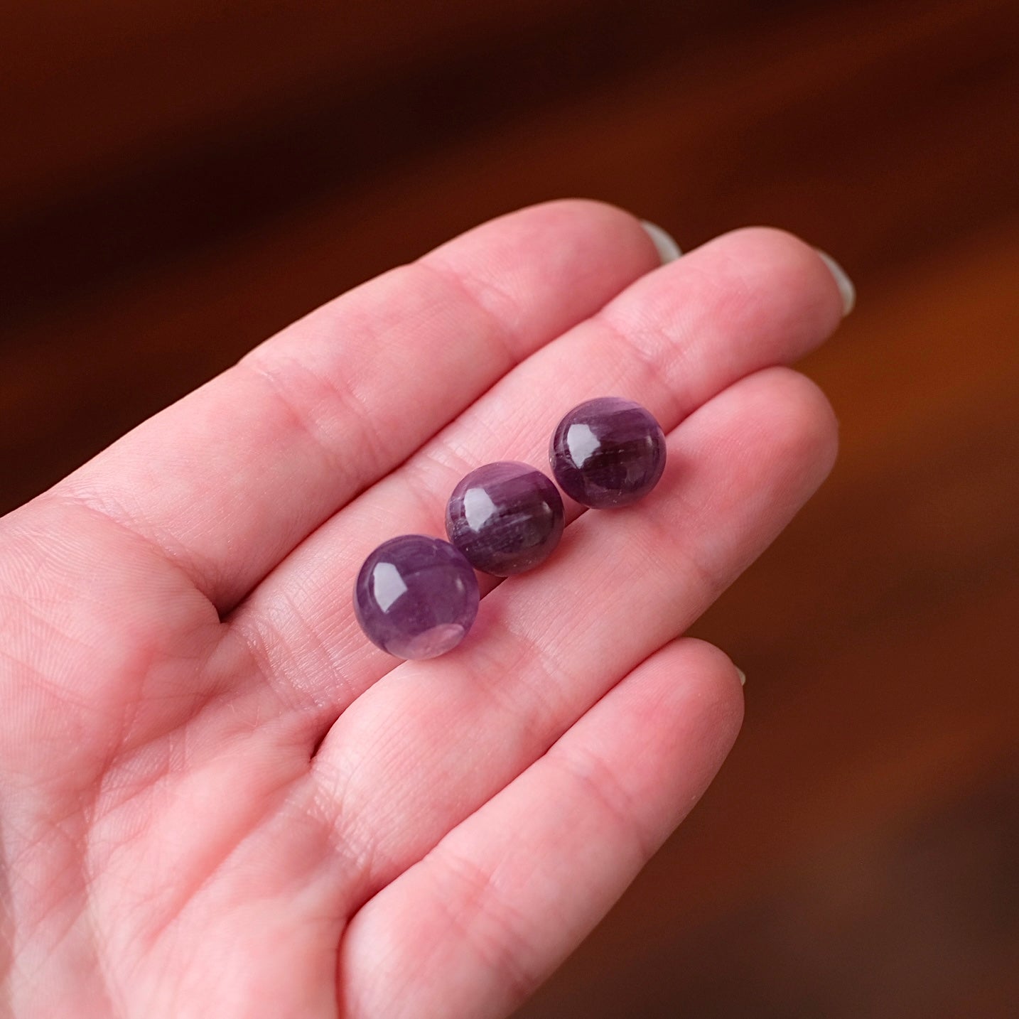 Set of Gem Lepidolite Spheres | Mini Lepidolite Crystal Sphere