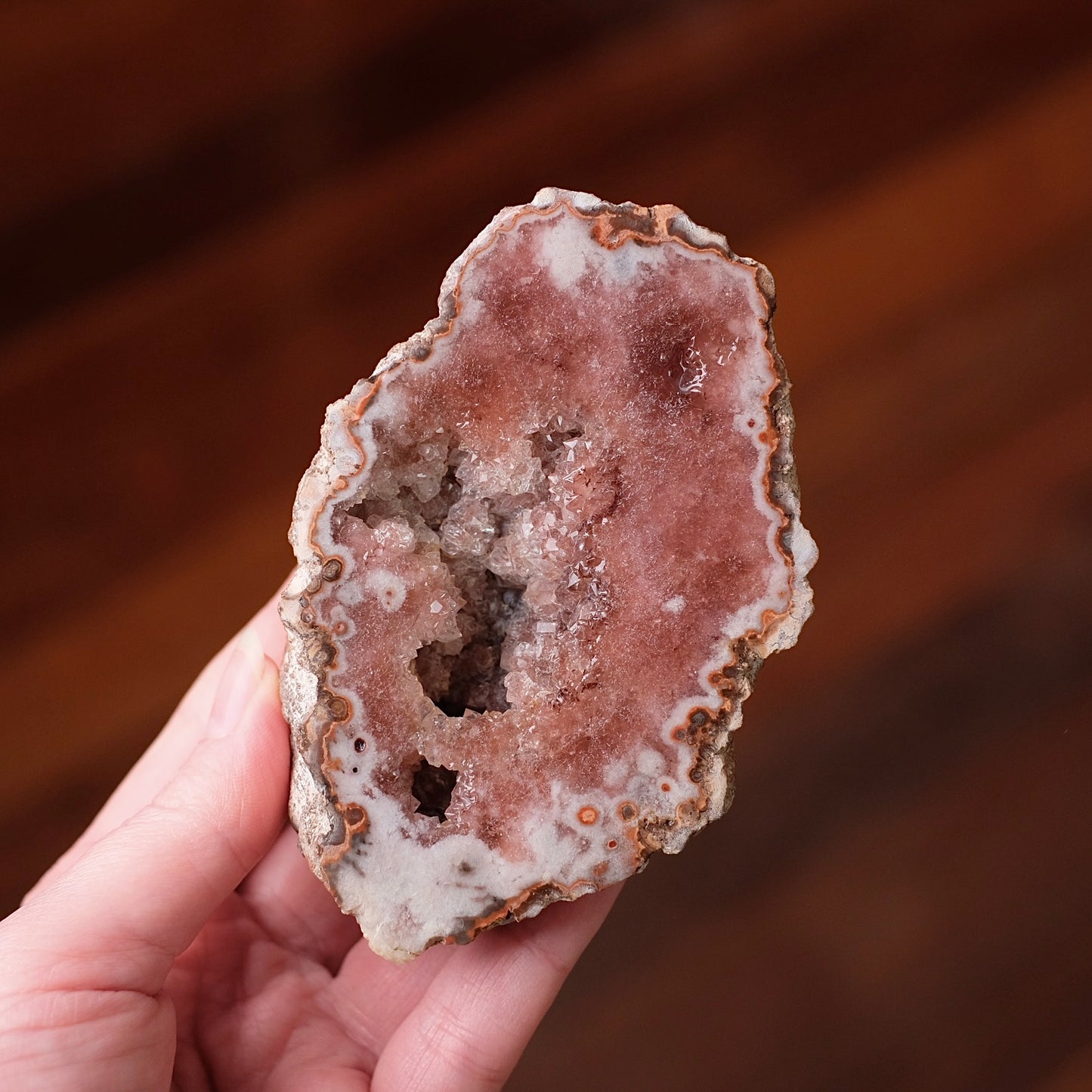 Raspberry Pink Amethyst Geode | Polished Pink Amethyst Crystal Specimen 10
