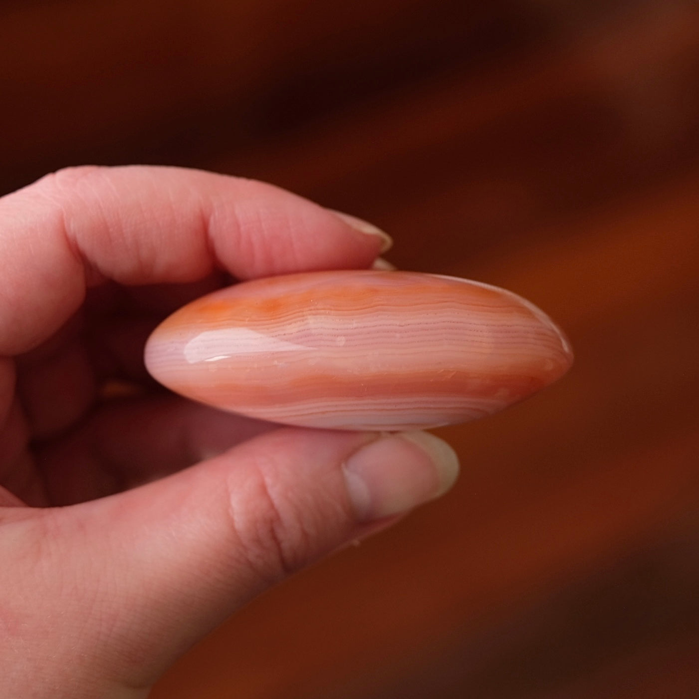 Pink Carnelian Palm | Carnelian Crystal Palm Stone