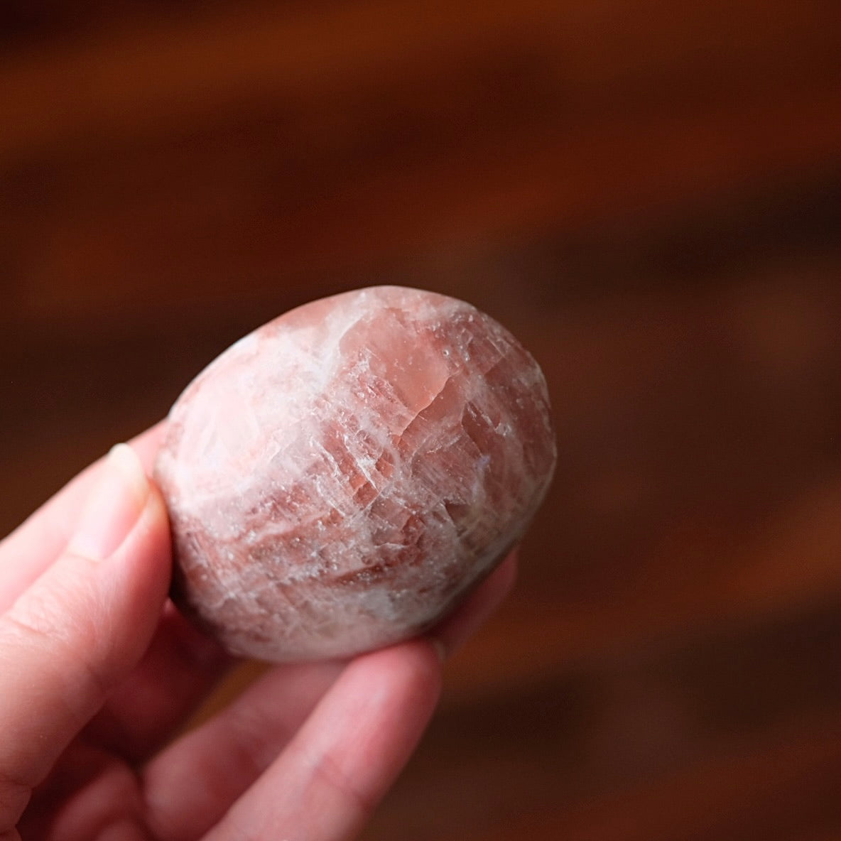 Rose Calcite Palm | Calcite Crystal Palmstone