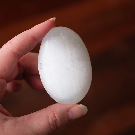 Flashy Satin Spar Palm | Selenite Palmstone