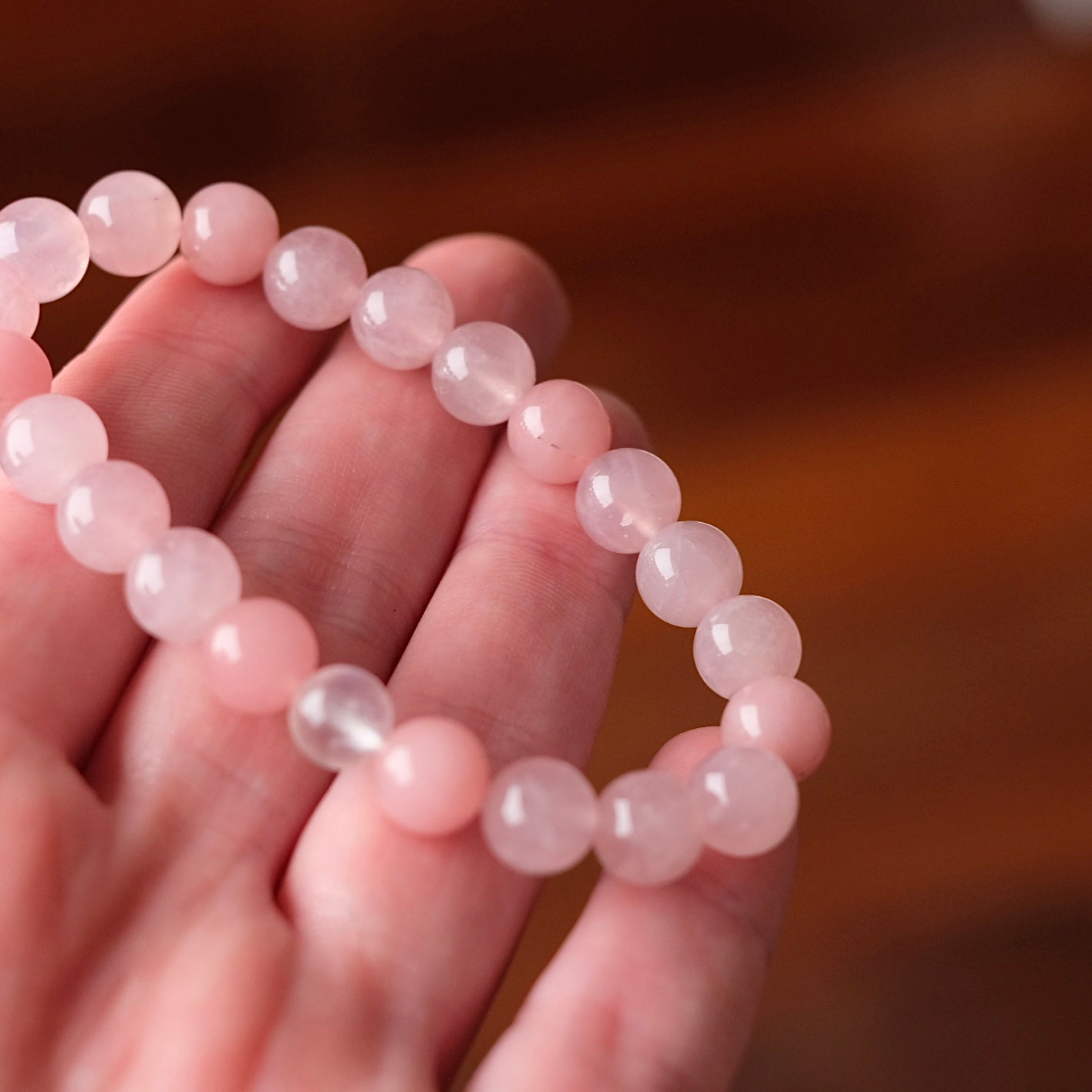 Guava Quartz Crystal Bracelet | Rose Quartz + Moonstone OOAK Crystal Bracelet