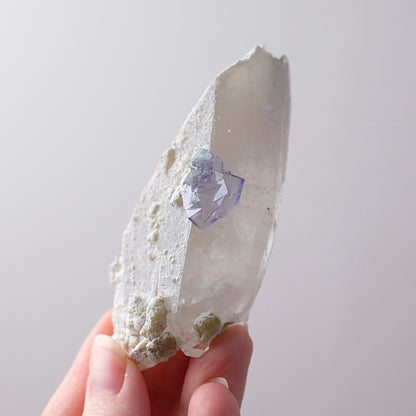 Yaogangxian Fluorite on Quartz Point | Quartz Crystal Specimen