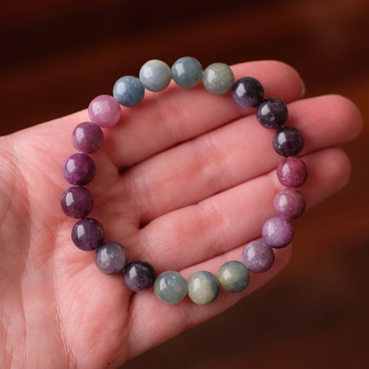 Ruby & Sapphire Bracelet | OOAK Ruby Crystal Stretch Bracelet