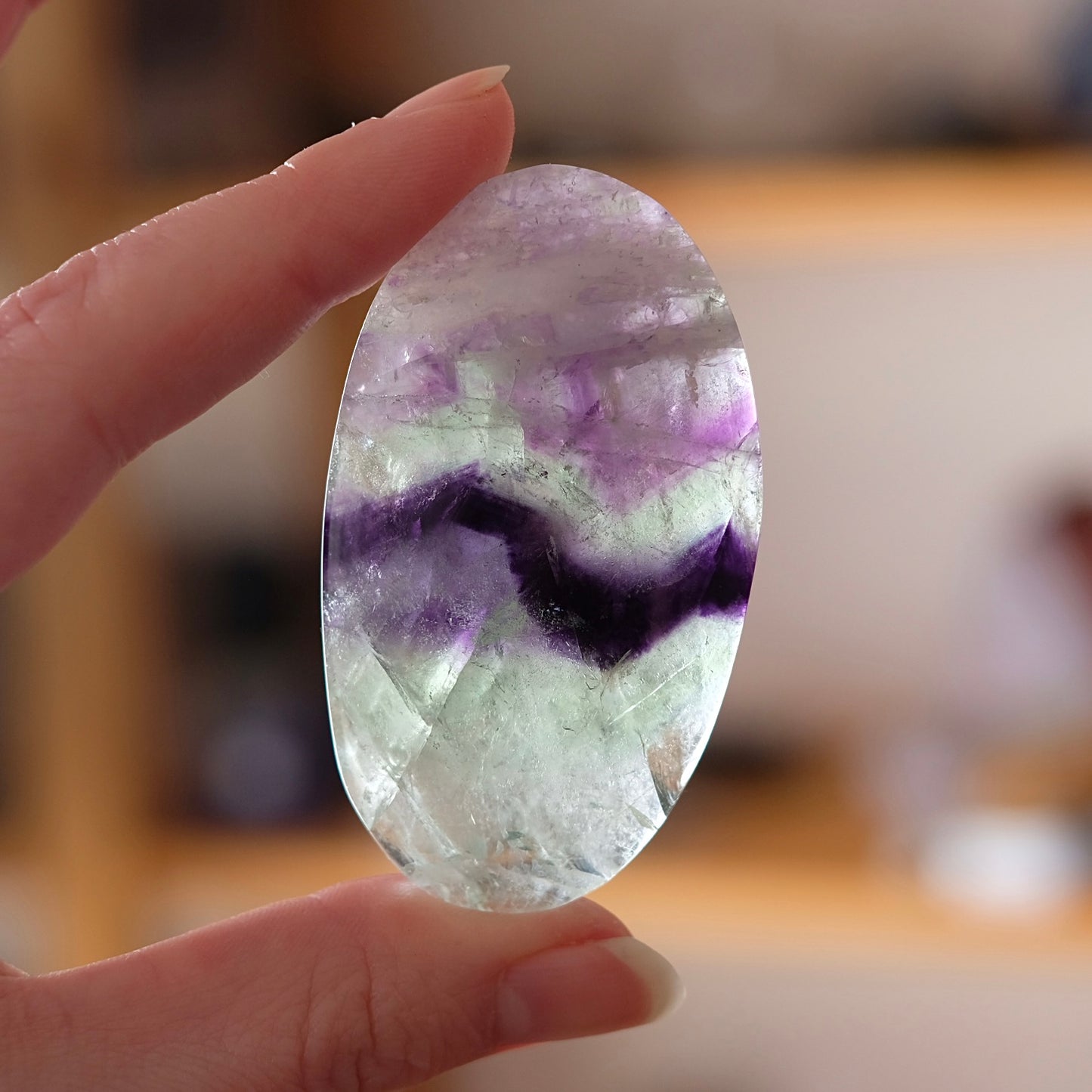 Pretty Fluorite Palm | Rainbow Fluorite Crystal Palm Stone