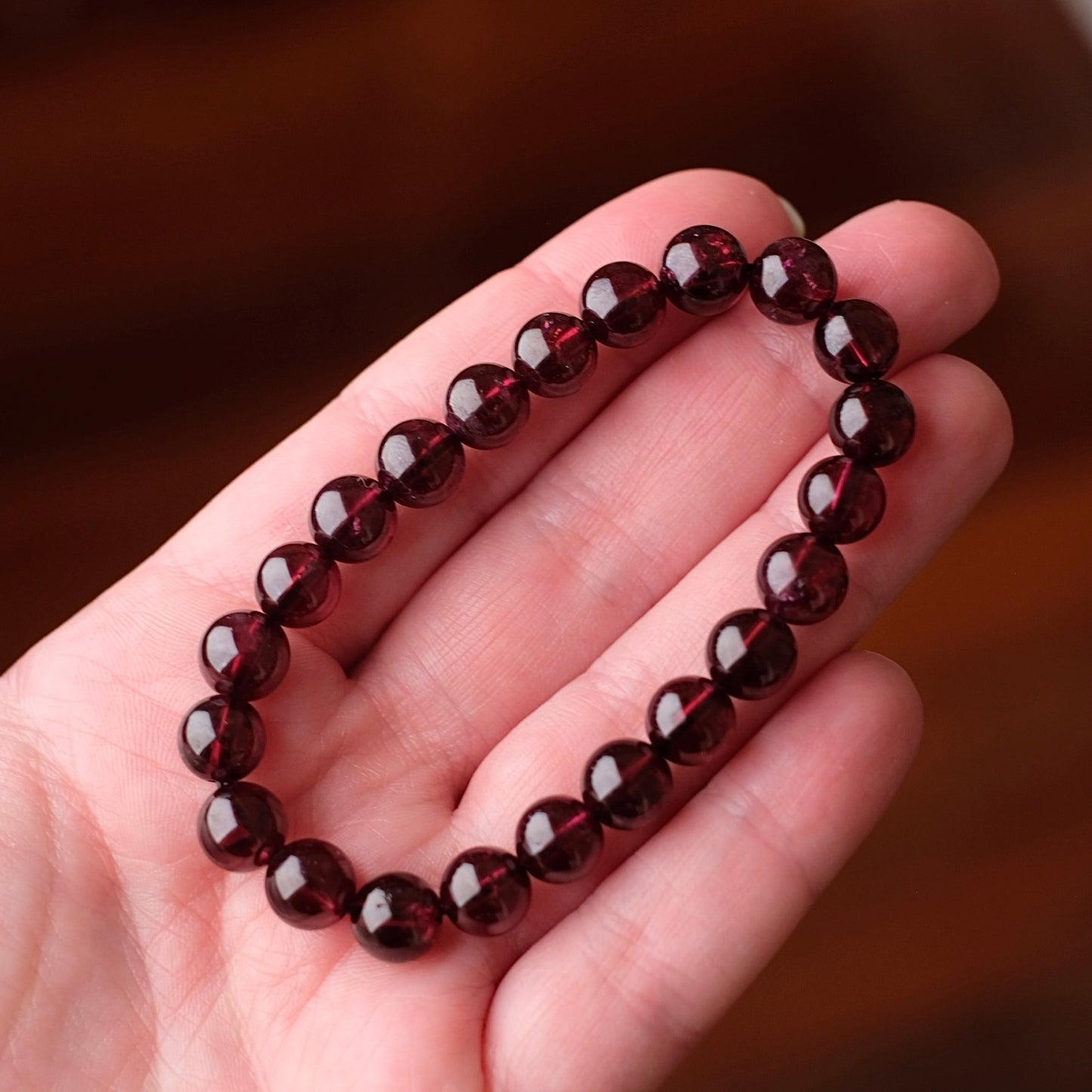 Rhodolite Garnet Bracelet | Red Garnet Crystal Stretch Bracelet