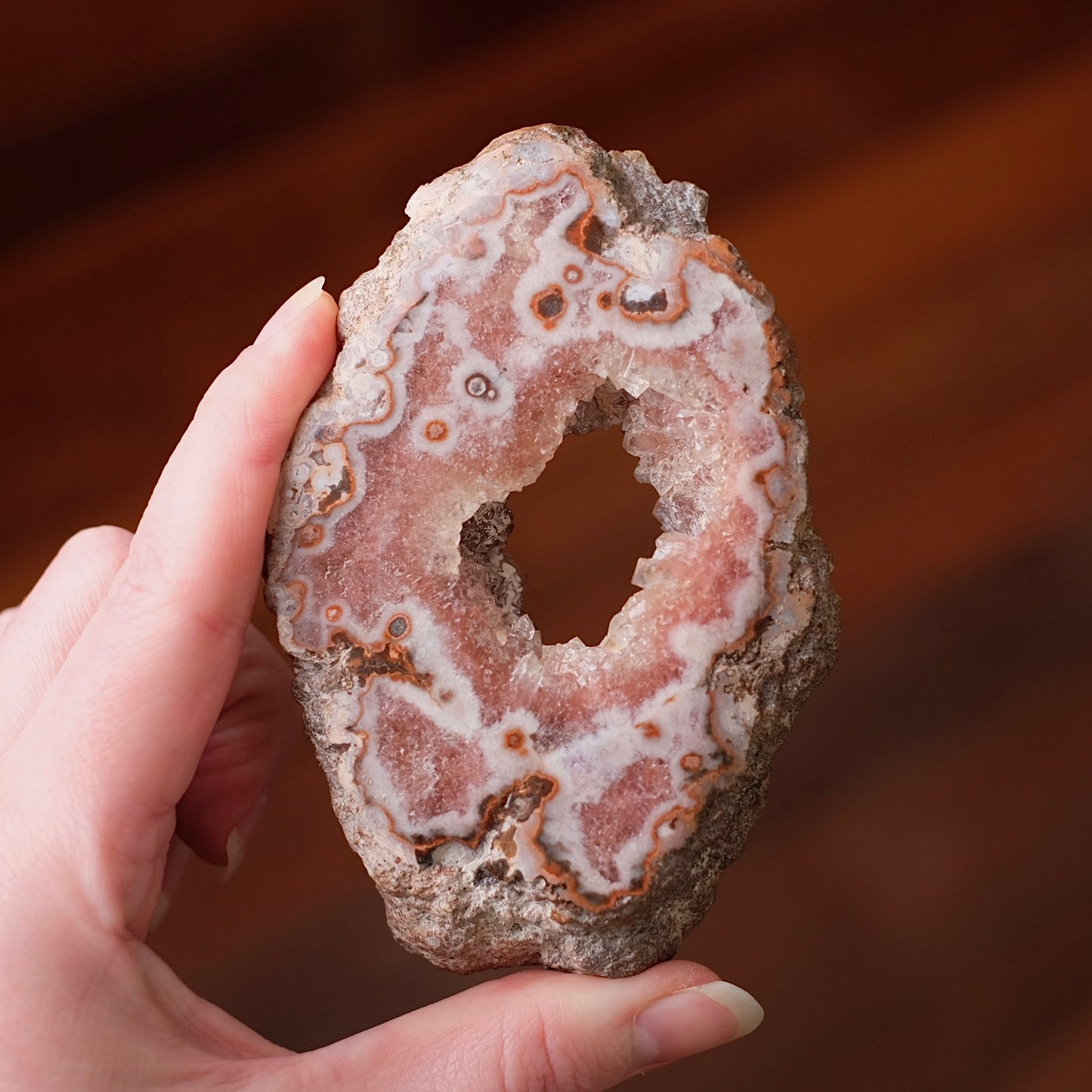 Raspberry Pink Amethyst Geode | Polished Pink Amethyst Crystal Specimen 11