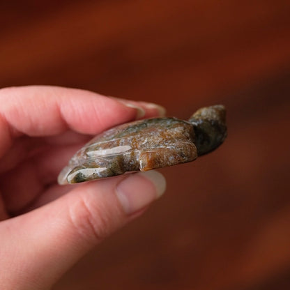 Moss Agate Turtle Carving | Crystal Animal | Crystal Turtle
