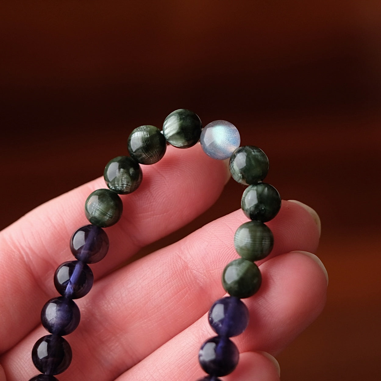 Gem Iolite & Seraphinite Crystal Bracelet | OOAK Crystal Bracelet