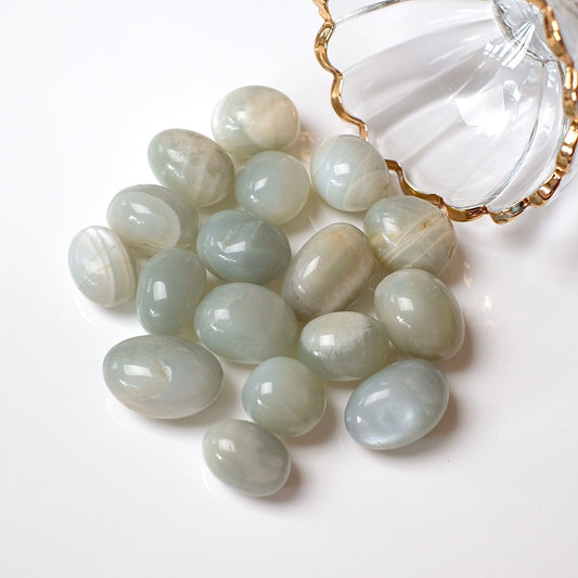 Sage Moonstone Tumbles | Silky Green Moonstone Tumbled Crystal