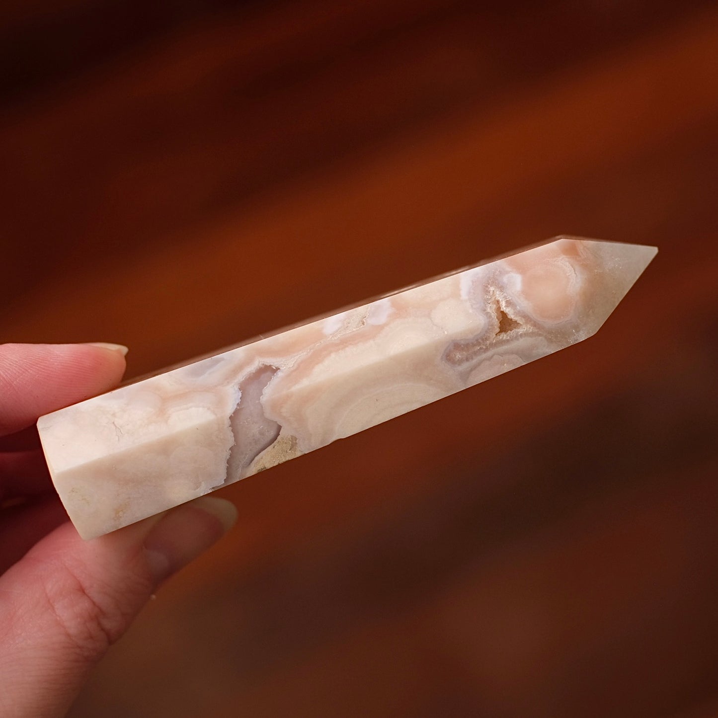Flower Agate Point | Cherry Blossom Agate Crystal Tower