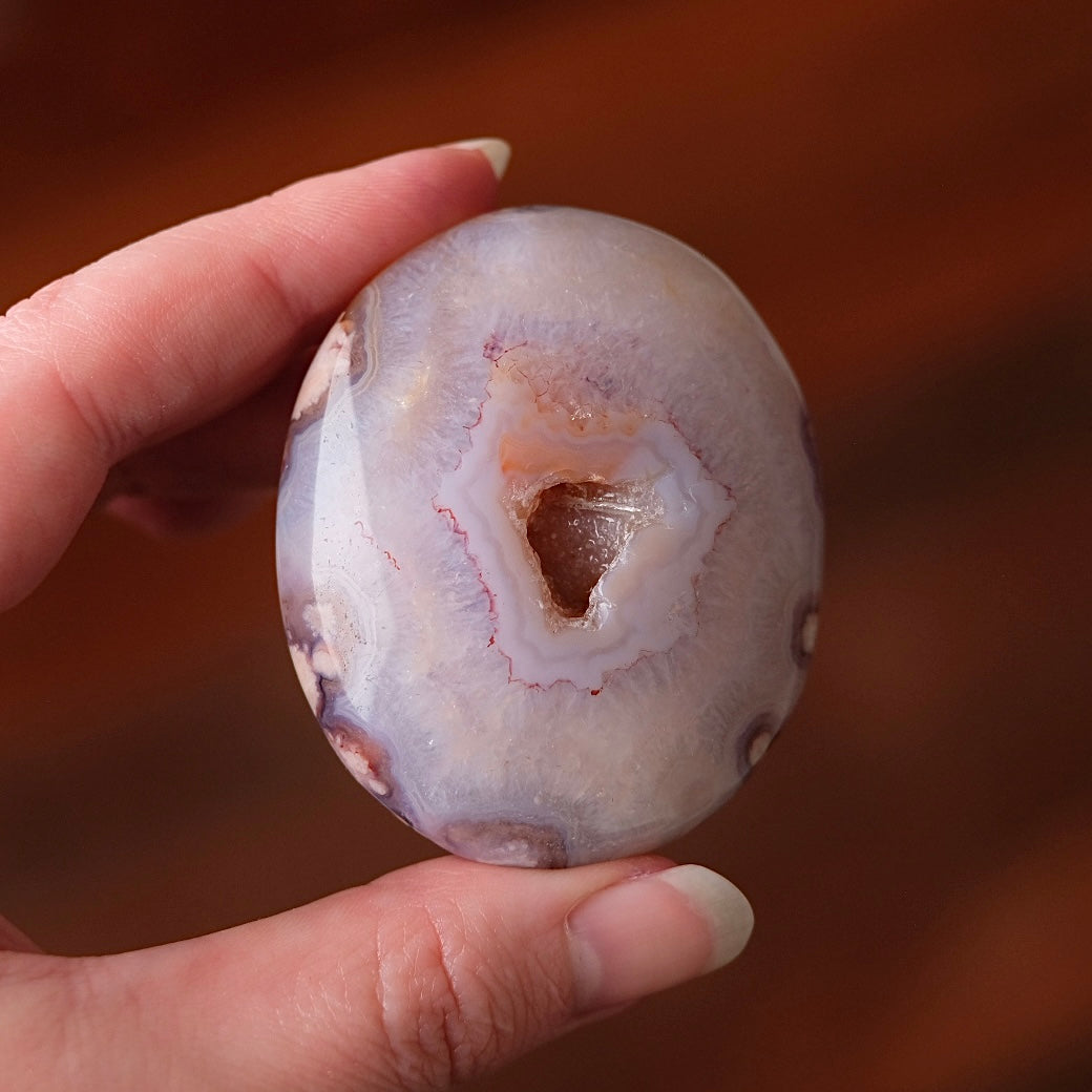 Flower Agate & Quartz Palm | Flower Agate Crystal Palm Stone