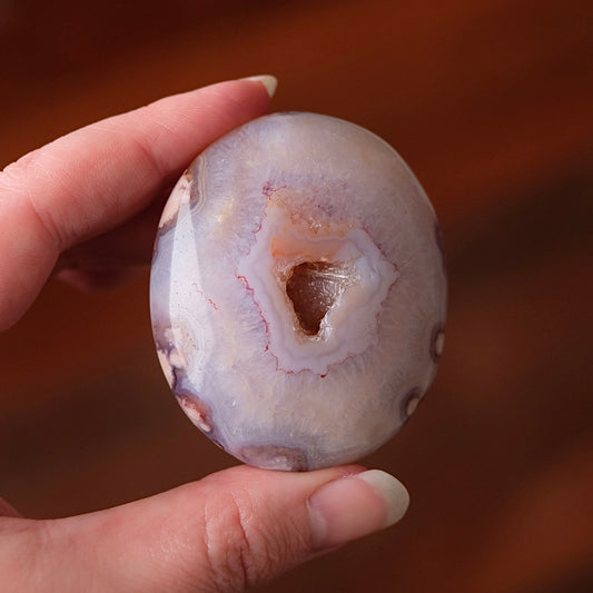 Flower Agate & Quartz Palm | Flower Agate Crystal Palm Stone