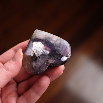 Gem Lepidolite Heart | Gemmy Purple Mica Crystal Heart Carving