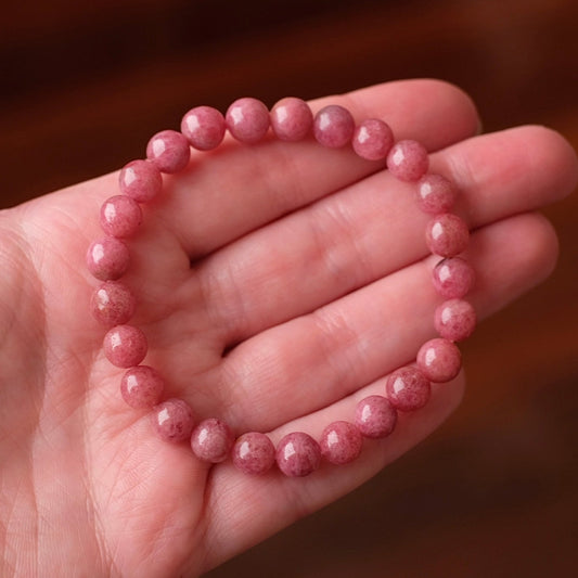 Rhodonite Bracelet | Red Rhodonite Crystal Stretch Bracelet