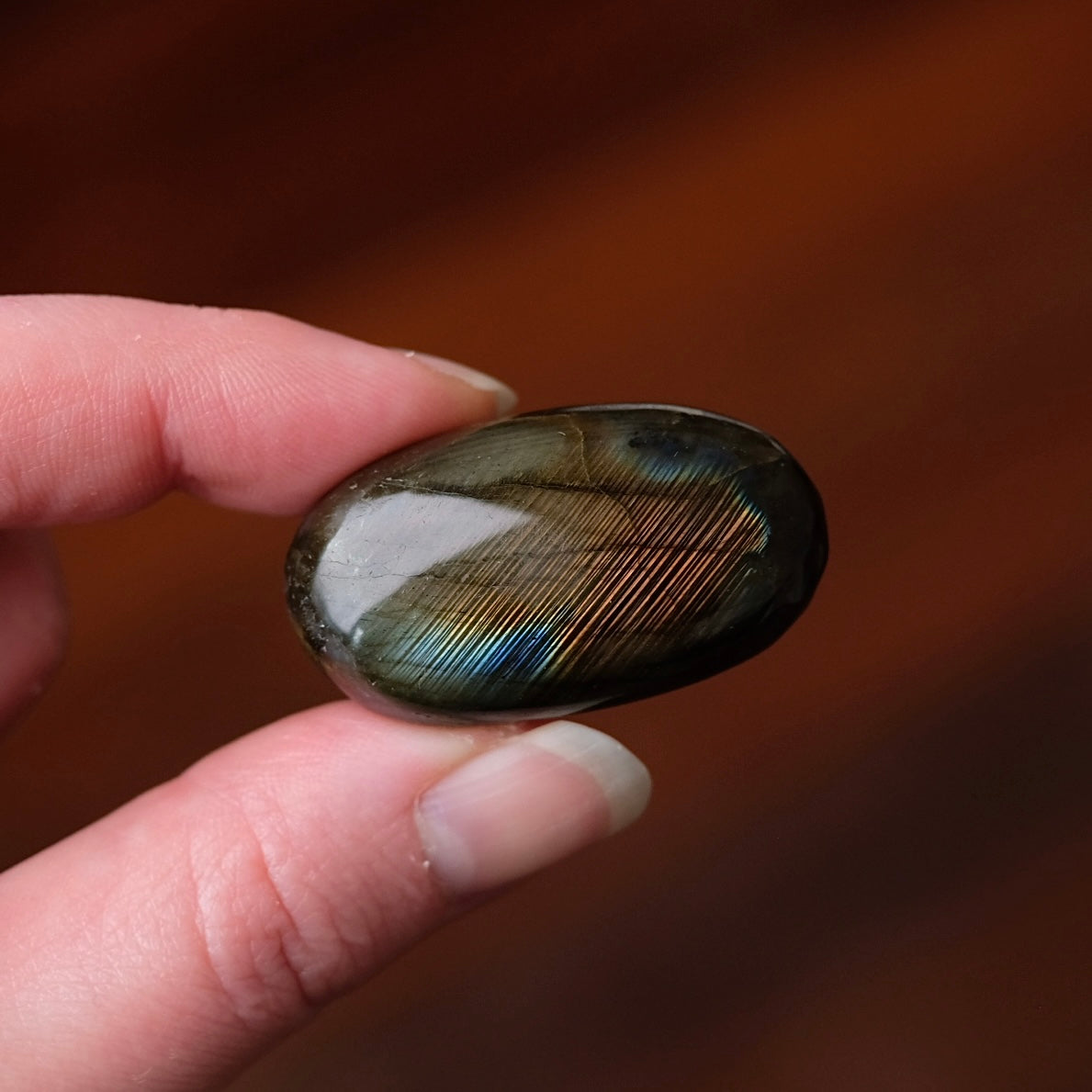 Flashy Labradorite Pocket Stone | Tumbled Crystal Palm