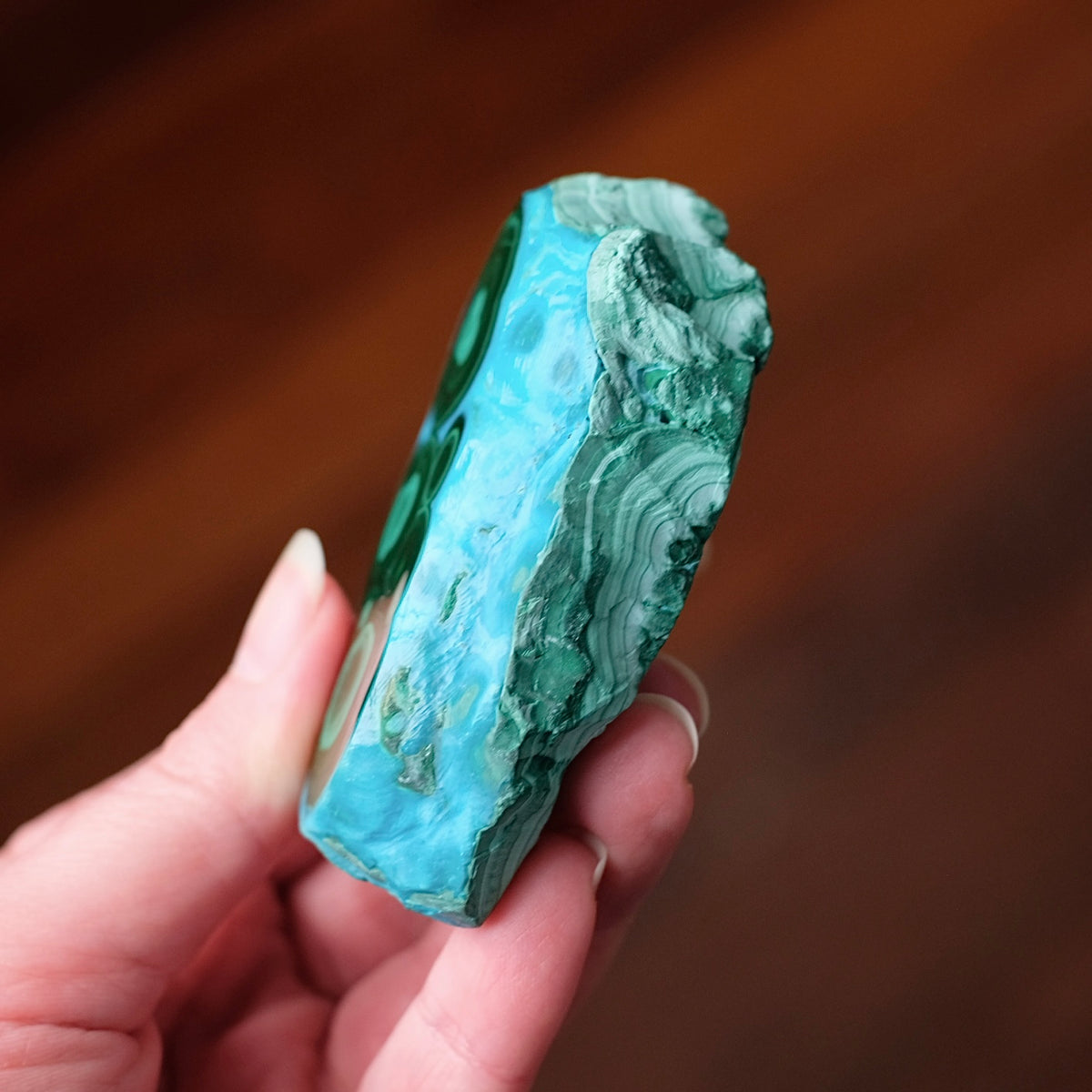Malachite Chrysocolla Slice | Polished Malachite Crystal Slab