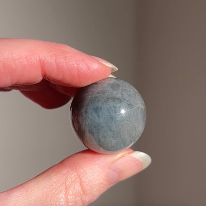Stormy Aquamarine Sphere | Grey Beryl Crystal Sphere