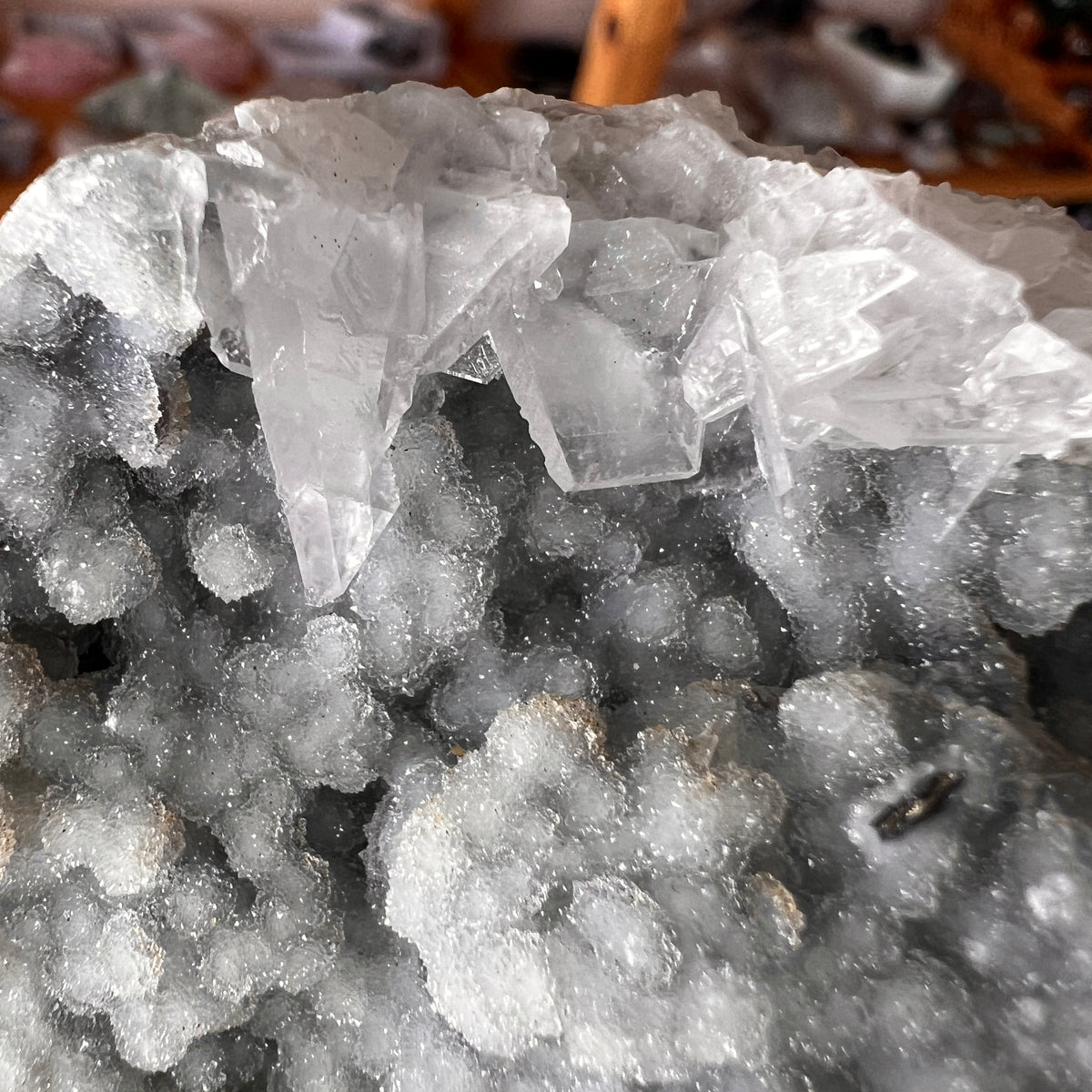 Tabular Calcite & Druzy Chalcedony Cluster | Calcite Crystal Specimen