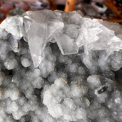 Tabular Calcite & Druzy Chalcedony Cluster | Calcite Crystal Specimen