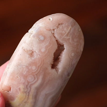 Pink Amethyst + Flower Agate Palm | Pink Amethyst Crystal Palm Stone