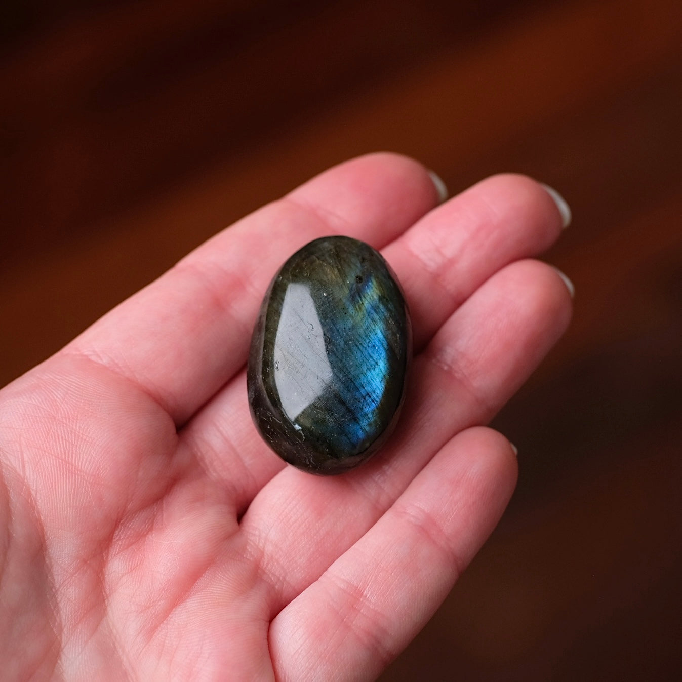 Flashy Labradorite Pocket Stone | Tumbled Crystal Palm