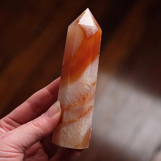Carnelian Tower | Quartz + Carnelian Crystal Point
