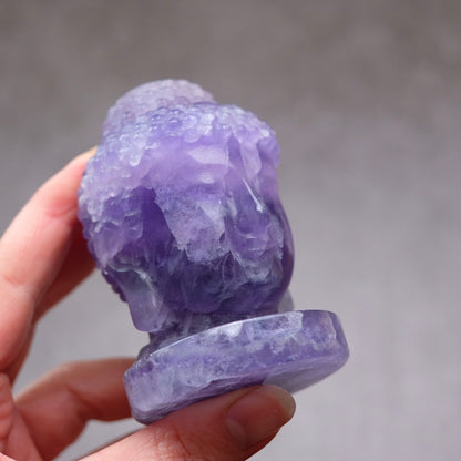Indigo Fluorite Buddha | Purple Fluorite Crystal Buddha Head Carving