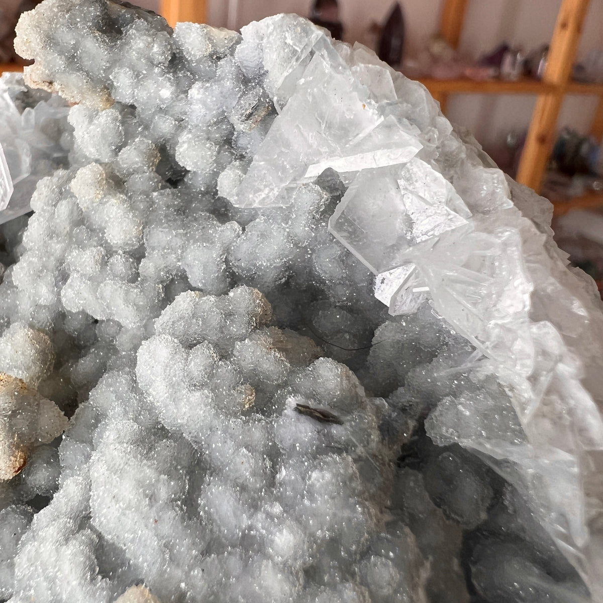 Tabular Calcite & Druzy Chalcedony Cluster | Calcite Crystal Specimen