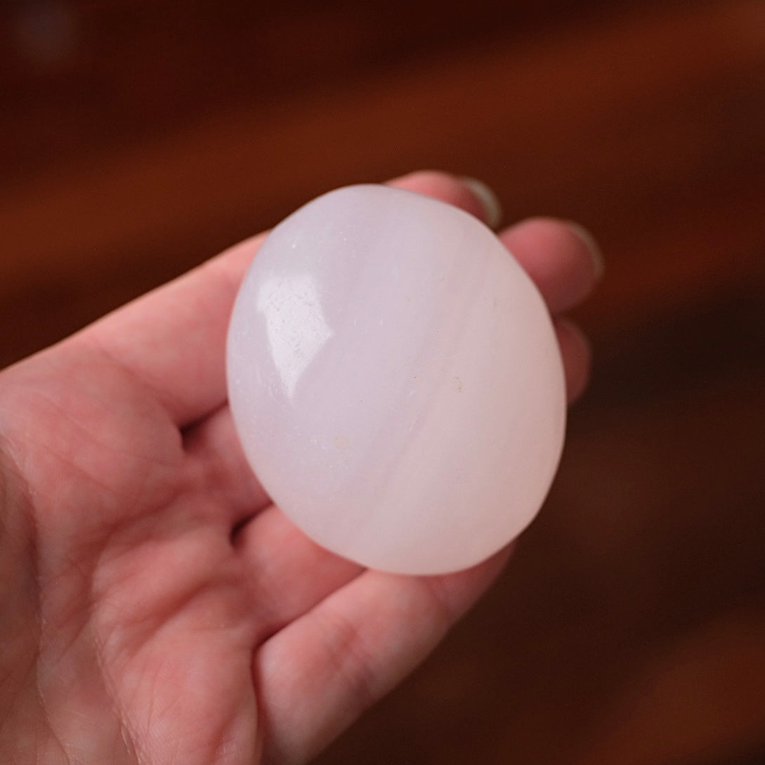 Pink Mangano Calcite Palm Stone | Pink Calcite Palmstone