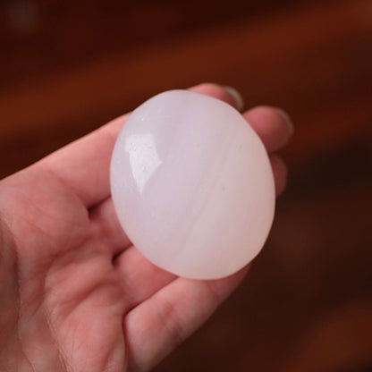 Pink Mangano Calcite Palm Stone | Pink Calcite Palmstone
