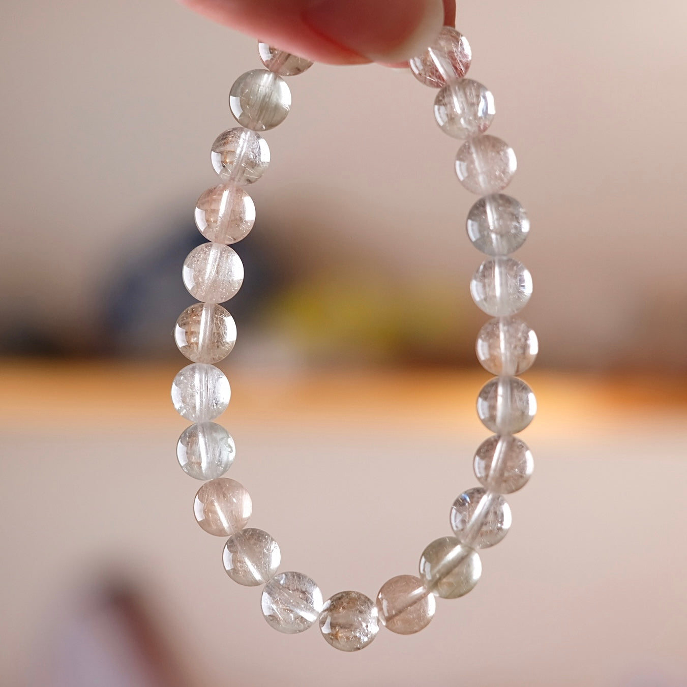 Silver Rutile Quartz Bracelet | Crystal Stretch Bracelet