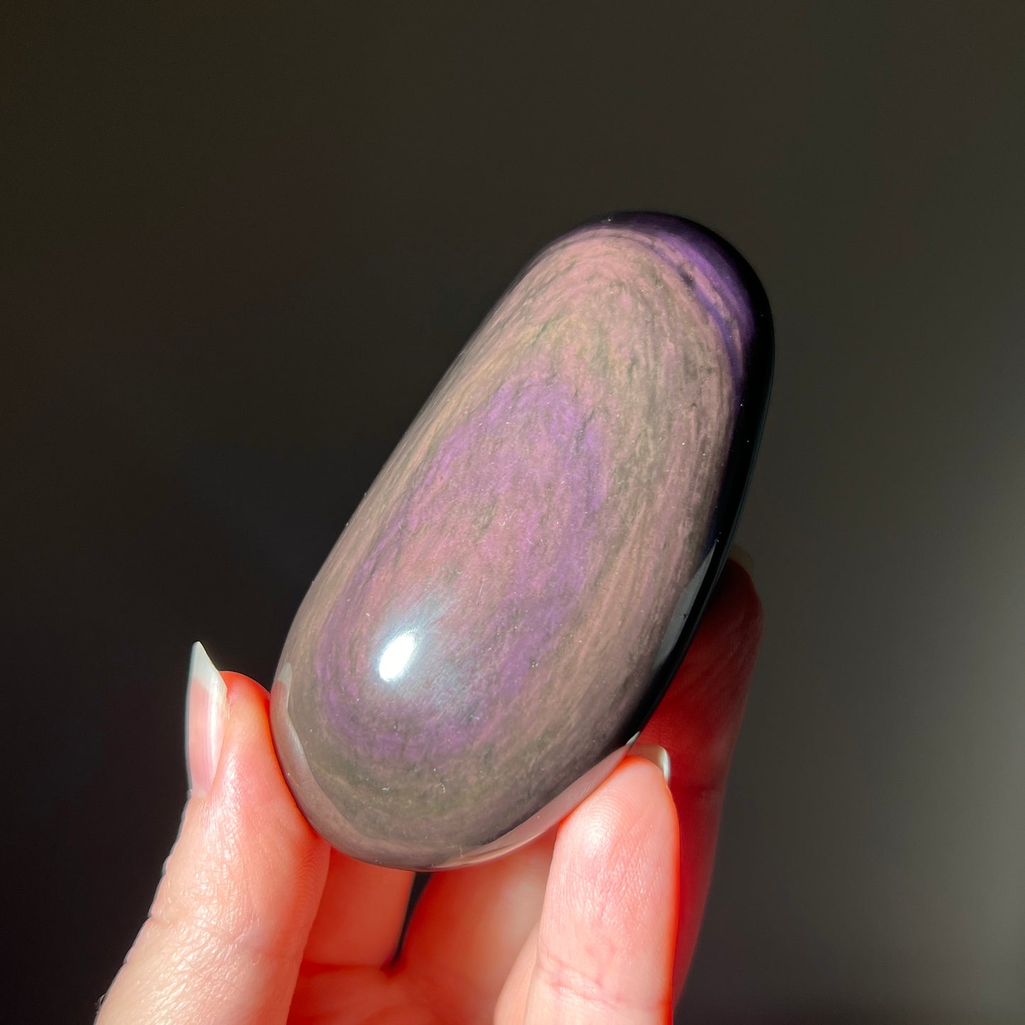 Rainbow Obsidian Palm | Velvet Obsidian Crystal Palmstone