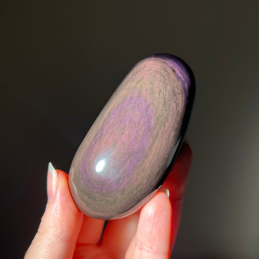 Rainbow Obsidian Palm | Velvet Obsidian Crystal Palmstone