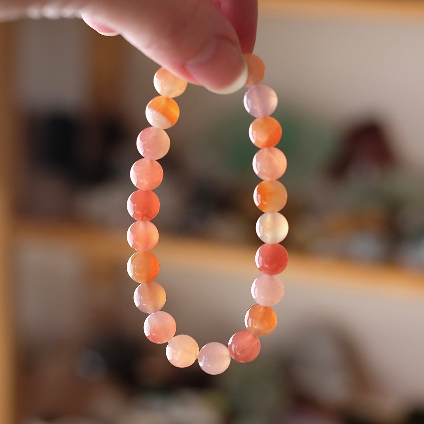 Yanyuan Agate Bracelet | Pink Agate Crystal Stretch Bracelet