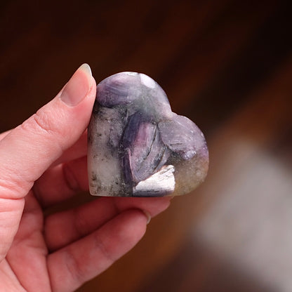 Gem Lepidolite Heart | Gemmy Purple Mica Crystal Heart Carving